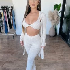 PaperMoon Tops Pearl 3 Piece Matching Set(Oatmeal/Beige)