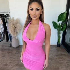 Sabora Dresses/Rompers Jenny Halter Dress(Bubble Gum)