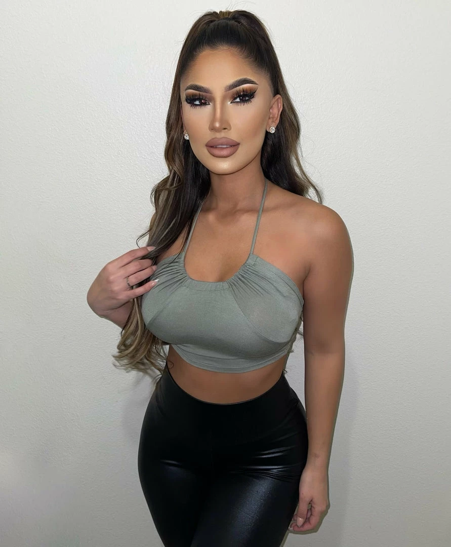 Top Chic Tops Evelyn Halter Top(Olive)FINAL SALE 1 Top Chic Tops Evelyn Halter Top(Olive)FINAL SALE