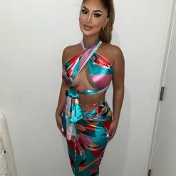 Charming Bunny Tops Sally Satin Skirt Set(Mint Green)FINAL SALE