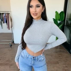 La Luxe Tops Alondra Open Back Top(Heather Grey)