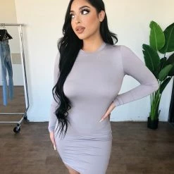 Hey Babe Dresses/Rompers Heidi Open Back Dress(Grey)FINAL SALE