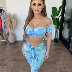 May Pink Fiona Tie Dye Set(White Blue)