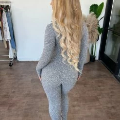 Junie June Collar Jumpsuit(Grey) Dresses/Rompers