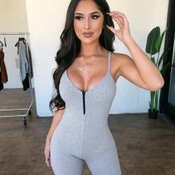 La Luxe Bailey Cami Jumpsuit(Grey) Tops