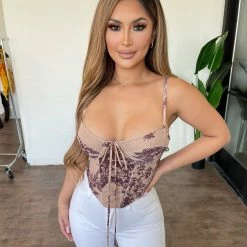 Tic Toc Eliana Cropped Top(Taupe) Tops