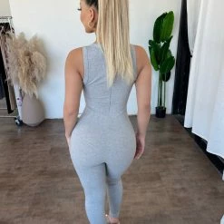 La Luxe Dresses/Rompers Sonia Ribbed Jumpsuit(Heather Grey)