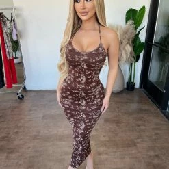 New Pink Dresses/Rompers Shayla Halter Dress(Brown)