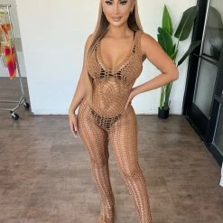 Love Sense Bottoms Hailee Cover Up Jumpsuit(Mocha)
