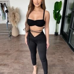 Tresser Bottoms Maggy High Rise Leggings(Black)