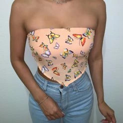 Blue Blush Jennifer Butterfly Tube Top(Peach)FINAL SALE Tops