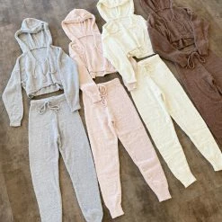 Hey Babe Sam Fuzzy Hoodie Set(Off White/Cream)