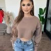 Tic Toc Billy Cropped Sweater Top(Coffee) Tops