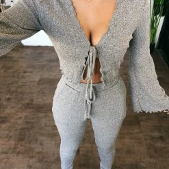 Audrey 3+1 Ayla Knit Joggers(Heather Grey)(FINAL SALE) Bottoms