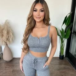 Mono B Gail Cropped Top(2 Tone Grey) Tops