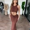 Yabes Skye Sleeveless Set(Brown) Tops