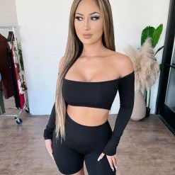 Couture Tops Charlotte Off Shoulder Romper(Black)