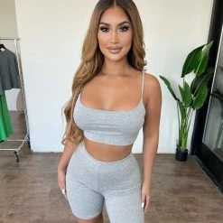 Black Bead Tops Lilian 2 Piece Set(Grey)