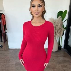 Junie Katrina Long Sleeve Dress(Red) Dresses/Rompers