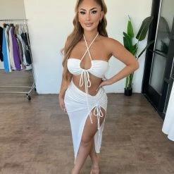 La Luxe Tops Kylea Skirt Set (White)