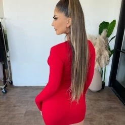 La Luxe Dresses/Rompers Annett Long Sleeve Dress(Red)