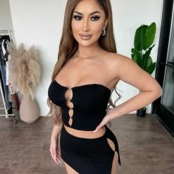 New Pink Tops Pamala Matching Set(Black)