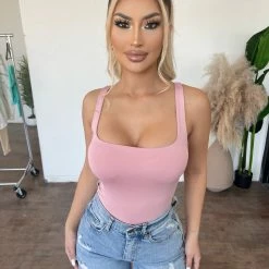 Hey Babe Agness Tank Bodysuit(Dusty Pink)