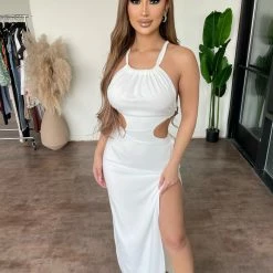 Skylar + Madison Dresses/Rompers Athena Halter Dress(White)Final Sale