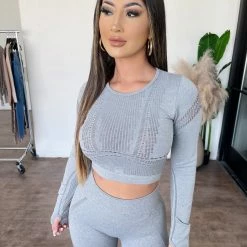 ANWND Tops Angel Long Sleeve Top(Heather Grey)