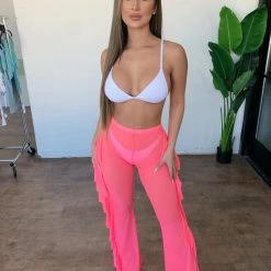 Lipstick Angelica Mesh Flowly Pants(Hot Pink)