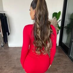 Tresser Dresses/Rompers Ciara Long Sleeve Dress(Red)