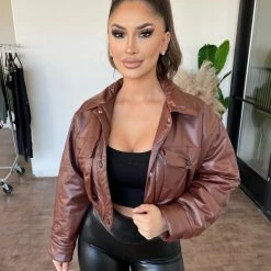 Ootdfash Sales 2022 33 Bijou Marcus Leather Bomber Jacket(Coffee)