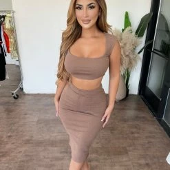 Hey Babe Tops Teresa 2 Piece Set(Mocha)