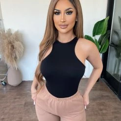 ANWND Maci Ribbed Bodysuit(Black) Tops