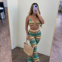 La Luxe Rita 2 Piece Set(Green/Blue/Orange Multi)