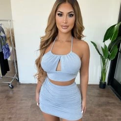 La Luxe Camila 2 Piece Set(Light Blue)