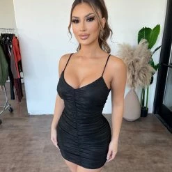 La Luxe Irene Cami Sparkle Dress(Black)