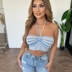 BLANC Rachel Cropped Top(Blue/Combo) Tops