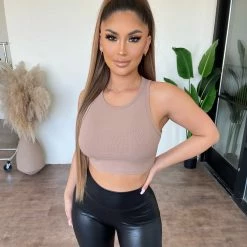 Mono B Tops Mia Cropped Top(toast)