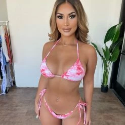 Stylish Swimmers Aleena Bikini 3 Piece Set(Pink/White)