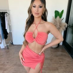 La Luxe Rayna Matching Set(Light Coral) Tops