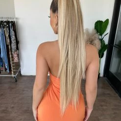 Tresser Dresses/Rompers Camera Halter Dress(Orange)