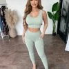 Mono B Tops Valerie Ribbed Set(Fair Green)
