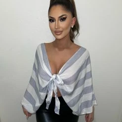 Style Rack Ellie Stripe Top(Denim Blue)FINAL SALE