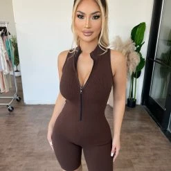 Junie Dresses/Rompers Manda Zipper Romper(Chocolate)