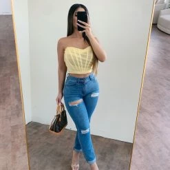 Salty Sally Mesh Tube Top(Lemon) Tops