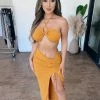La Luxe Kelly Halter Skirt Set(Light Rust) Tops