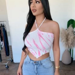 Junie Zahra Tie Dye Top(White/Pink)