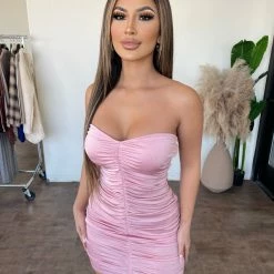 Sabora Penelope Tube Sparkle Dress(Pink) Dresses/Rompers