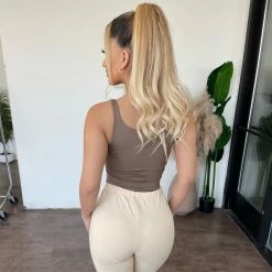 Hey Babe Agness Tank Bodysuit(Mocha) Tops